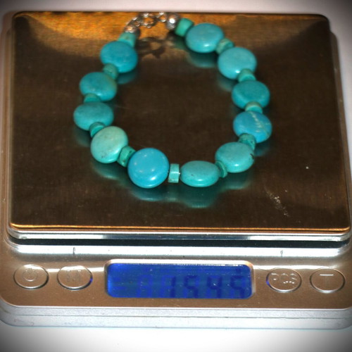 Bracelet genuine mineral Turquoise, Sterling silver 925 - store closure SST091