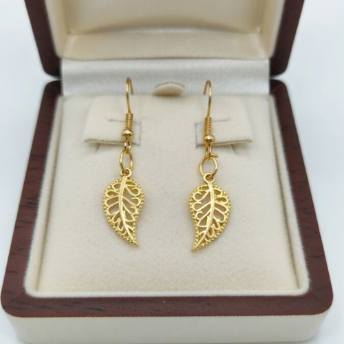 Leaf dangle earrings Autumn Leaves, gold or bronze
