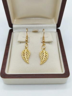 Leaf dangle earrings Autumn Leaves, gold or bronze