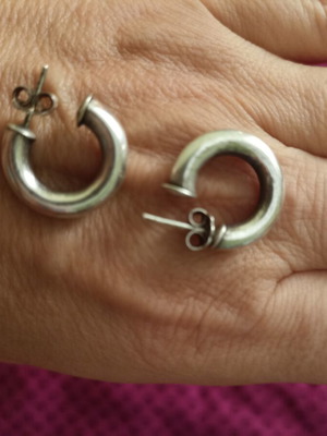 Silver hoop earrings, 1990s