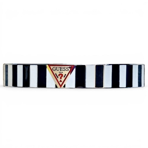 Guess enamel cuff bracelet, white and black striped