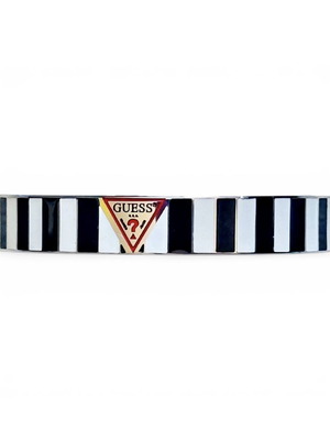 Guess enamel cuff bracelet, white and black striped