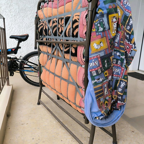 Folding bed ranzos used with handmade 10 cm mattress
