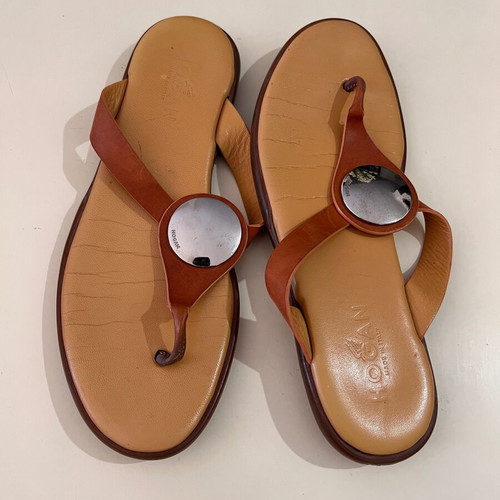 Hogan leather sandals used, beige and brown, size 39