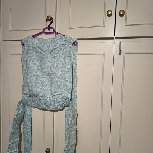 Handmade Mei Tai baby carrier like new with blue flowers and fabric pouch