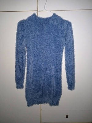 Fuzzy warm blouse dress like new, blue, size S