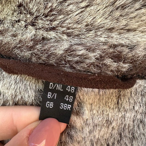 Brown men's coat made of faux suede with fur, size M, like new