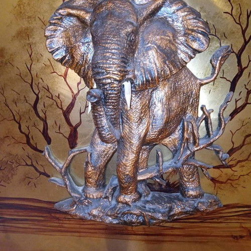Chalcography painting used with elephant motif