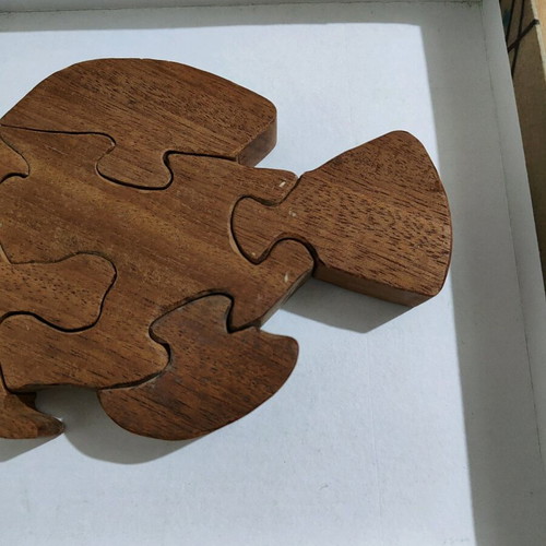 Wooden fish puzzle like new, handmade mahogany
