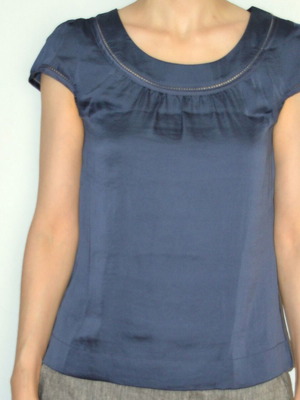 H&M Steel Blue Cap Sleeve Blouse Size S like new