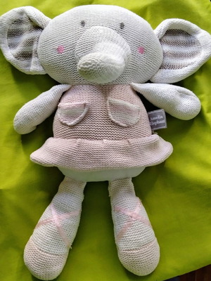 Amelia Elephant knitted toy 37cm like new, Living Textiles