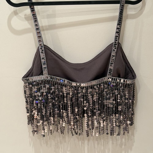 Zara top shirt, purple and silver, size M