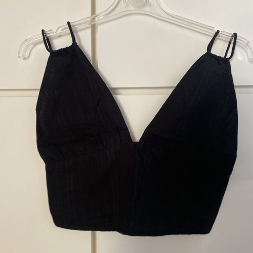Bershka Boho crop top, black, size M