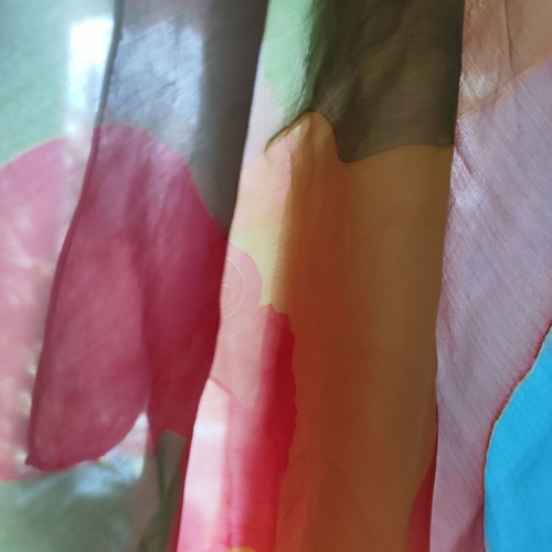 Handmade multicolor silk scarf 90x90 cm like new