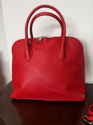 Furla Code Dome leather shoulder bag, red