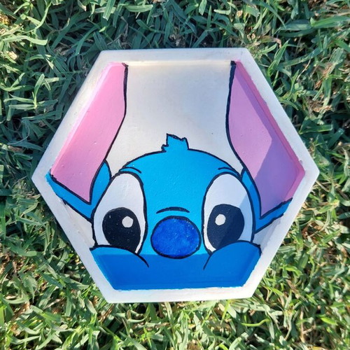 Handmade painted plaster coaster