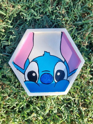Handmade painted plaster coaster
