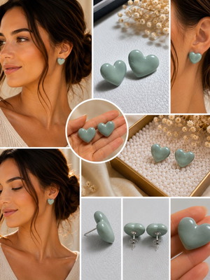 Mint Green Earrings new, handmade polymer clay with steel fasteners