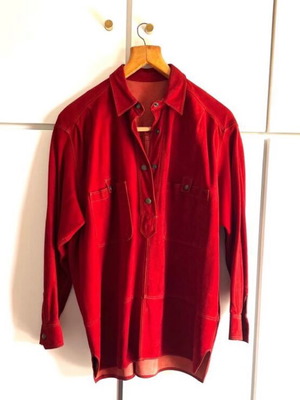 Suede leather shirt like new, red, size L