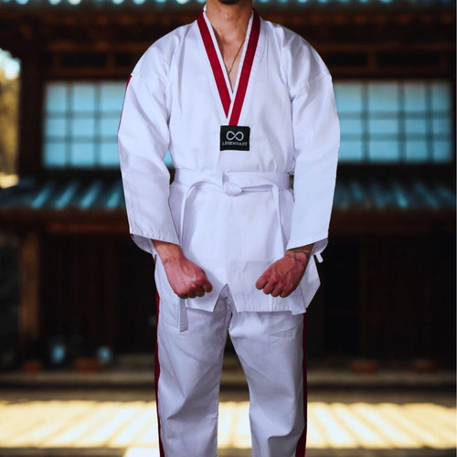 Legendary Taekwondo Dobok Set White with Red Stripe