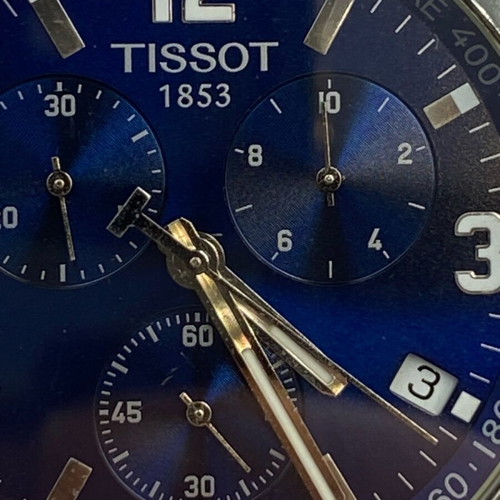 Tissot PRC 200 stainless steel chronograph watch like new, blue dial