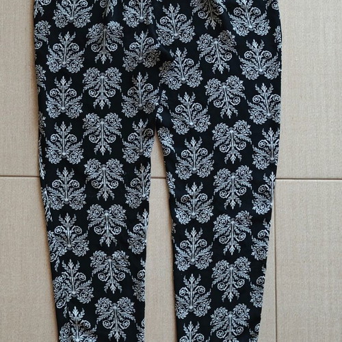 Flowy pants with black and white pattern, size S