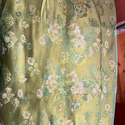 Green synthetic silk fabric for liturgical vestments, new, 9m x 0.78m