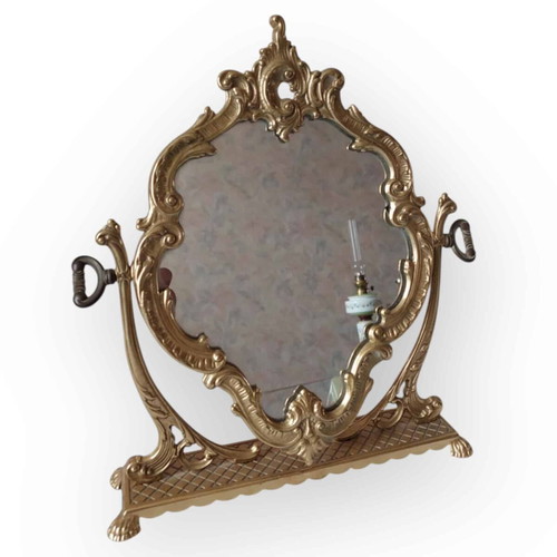 French brass mirror 34cm like new