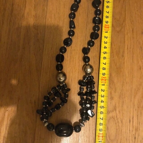 Ethnic black women's necklace vintage like new with black stones