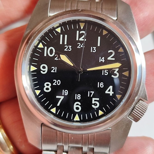 Military style wristwatch, stainless steel, waterproof 100m