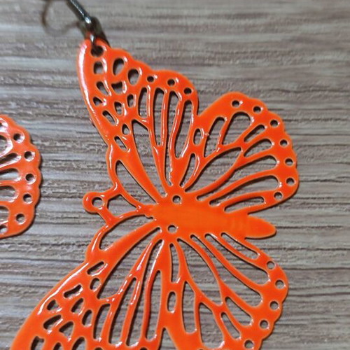 Dangling earrings new, orange metal