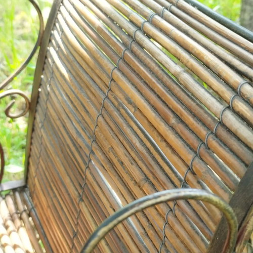 Vintage magazine and newspaper rack used, bamboo and wrought iron