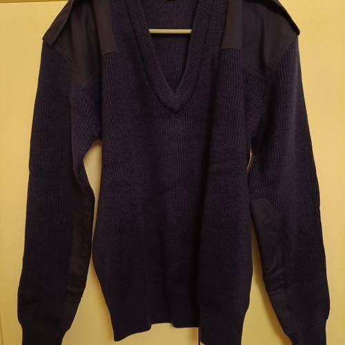 Wooly Pully Sweater new, dark blue with epaulets Police Navy Coast Guard