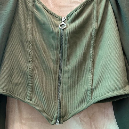 Short blouses with front zipper new, sizes S and M, black and green