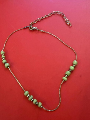 Faux Ankle Bracelet used, silver color beads, 24cm with extra chain