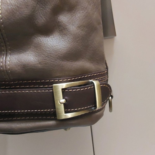Shoulder bag like new, leather with leatherette details, beige and brown