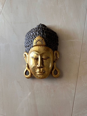 Μάσκα Buddha Golden head ξύλινη με χρυσό