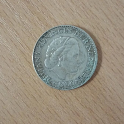 1 gulden Netherlands used, silver 0.720, 6.5 g from 1956