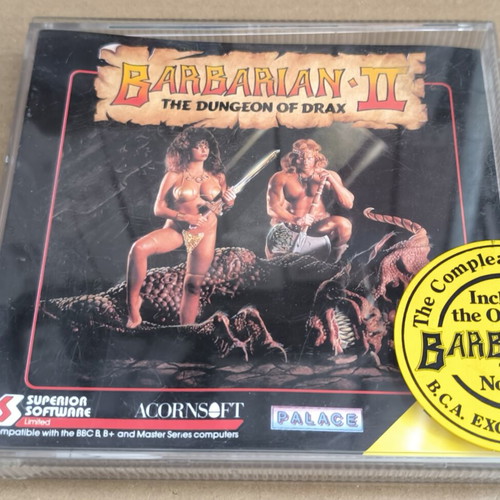 Barbarian II The Dungeon Of Drax BBC Micro Disk like new, complete in box