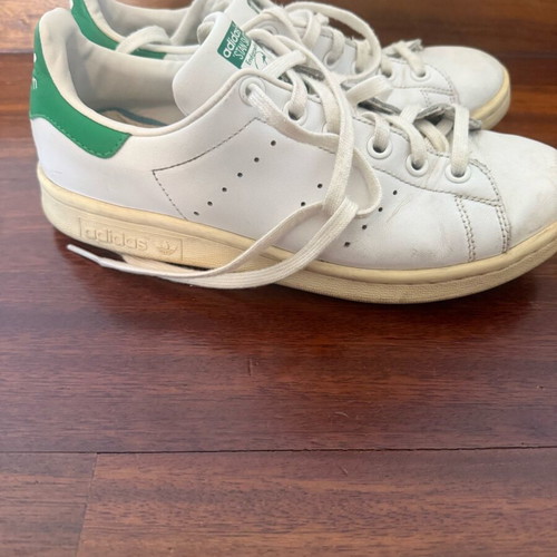 Adidas Stan Smith sneakers used, white and green, size 38