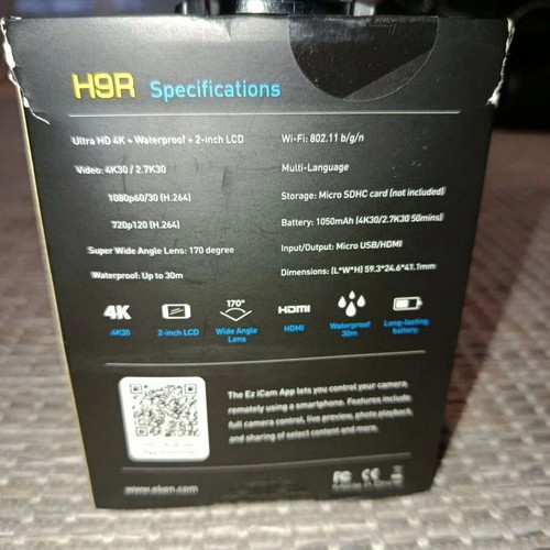 Eken H9R Action Camera 4K Ultra HD underwater used with case and Wi-Fi