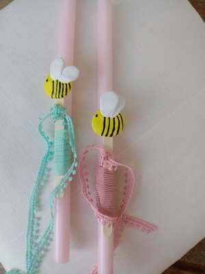 Easter candles handmade with bees design made to order