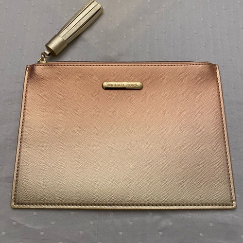 Michael Kors rare collectible clutch new, gold ombre with tassel