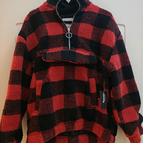 Fleece jacket plaid new, size small