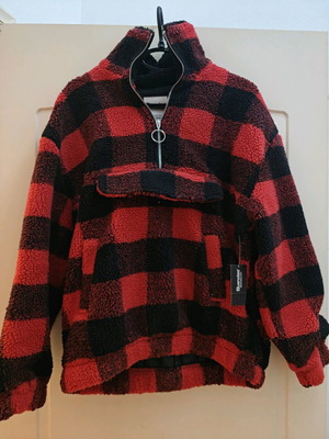 Fleece jacket plaid new, size small