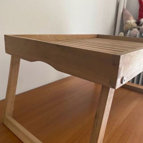Wooden tray with stand like new, ideal for food or laptop