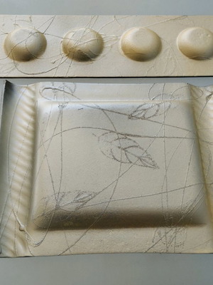 Σετ διακοσμητικών γυάλινων μεταχειρισμένο, πιατέλα και κηροπήγιο φθινοπωρινό σχέδιο