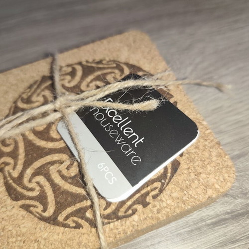 Set of 6 cork coasters Excellent Houseware new with geometric designs