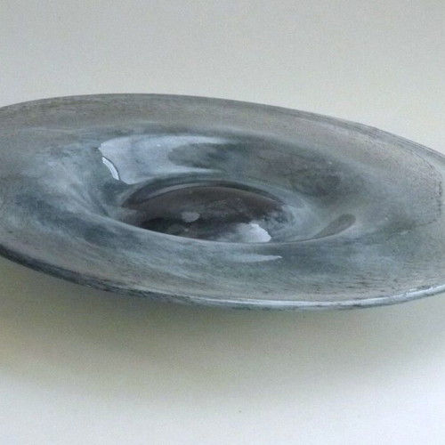 Vintage handblown glass platter, 32 cm diameter