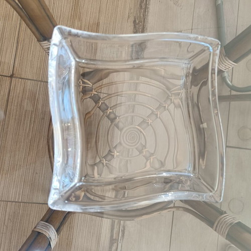 Glass decorative bowl, square design with wavy sides
